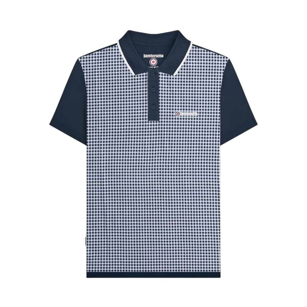 Lambretta Mens Gingham Polo Shirt / Navy